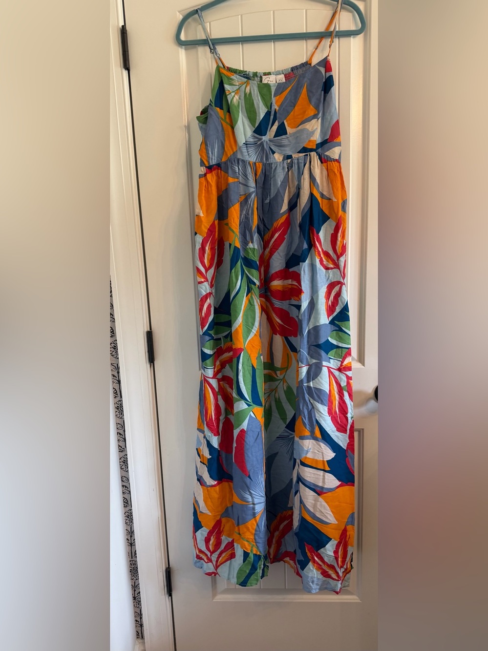 Bold vibrant tropical floral print maxi dress size XL